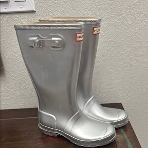Hunter Kids Silver Rain Boots